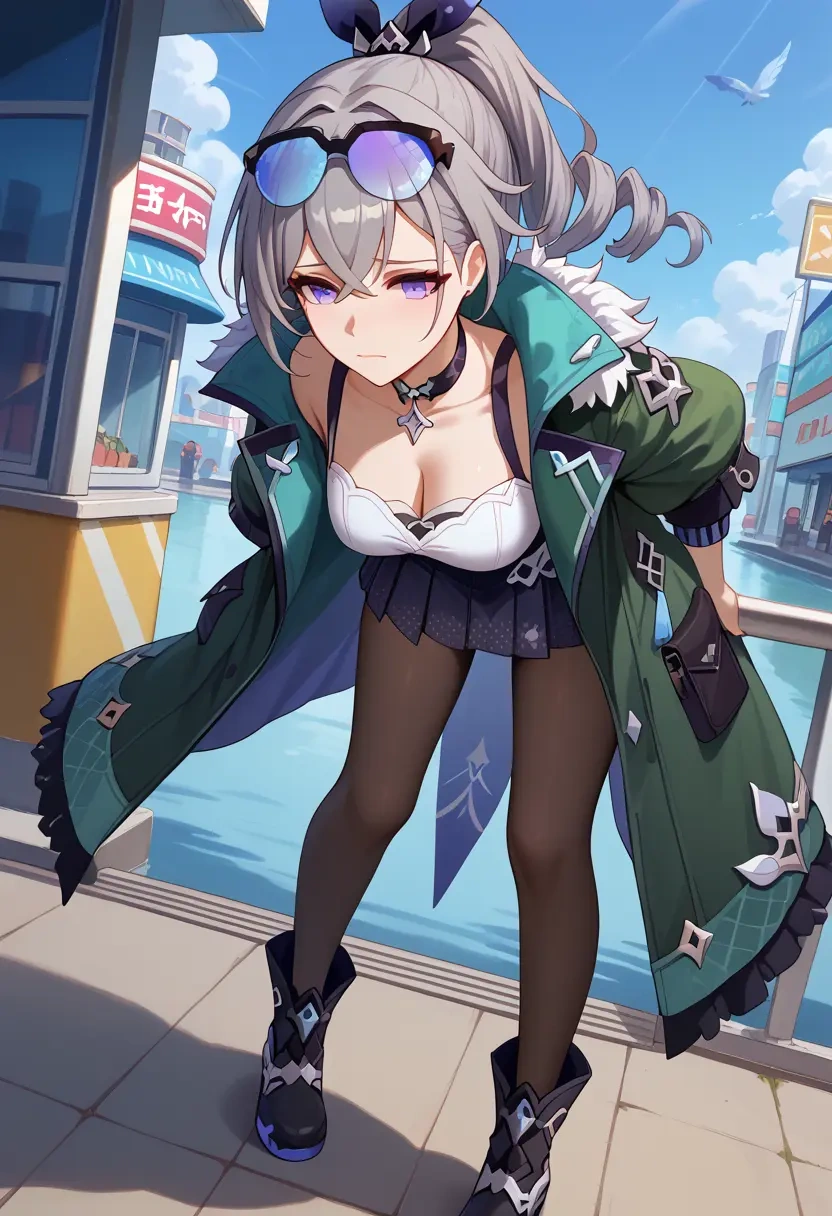 star rail,silver wolf,winter,student uniform,duffle coat  - 